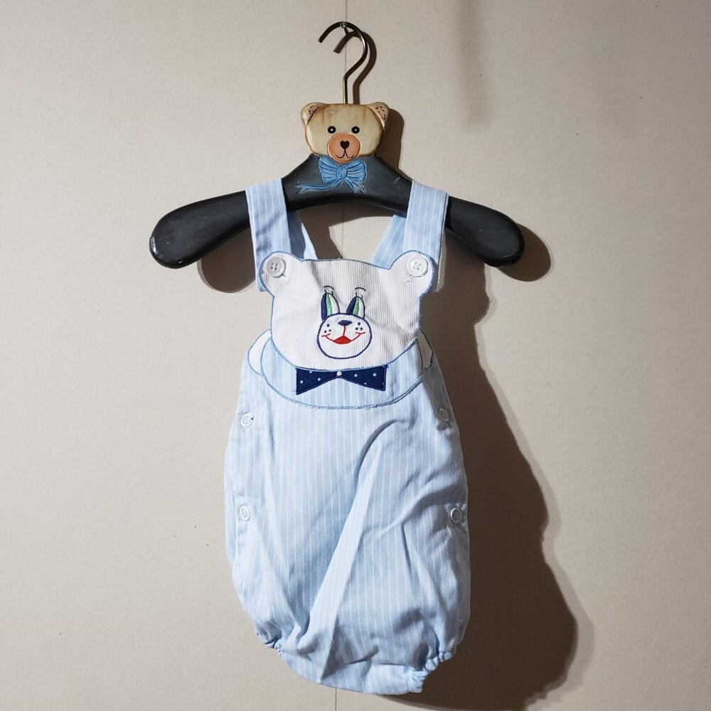 0-3 Month vintage teddy bear romper sunsuit, retro toddler outfit children baby